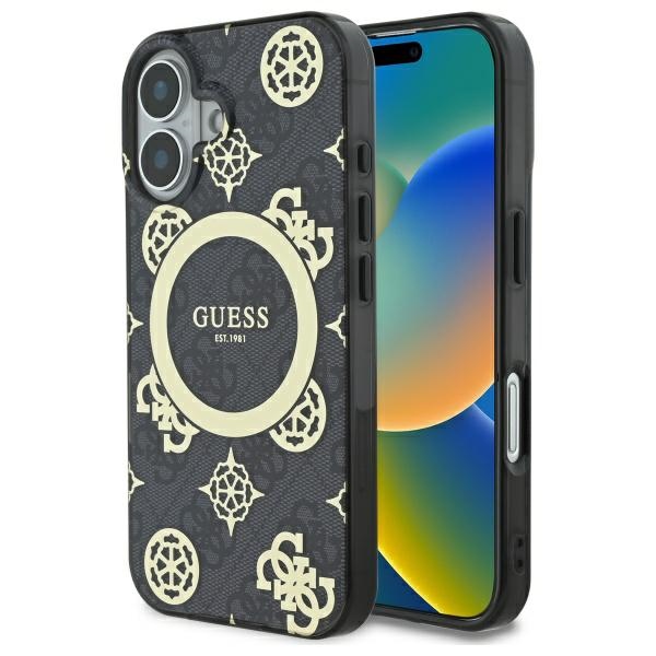 Guess IML Peony On 4G Background MagSafe telefontok fekete - iPhone 16