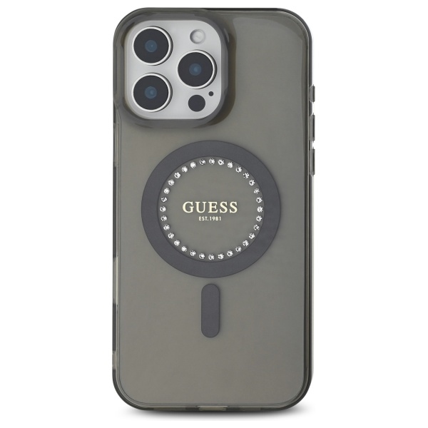 Guess-IML-Rhinestones-MagSafe-telefontok-fekete-iPhone-16-Pro-Max-2