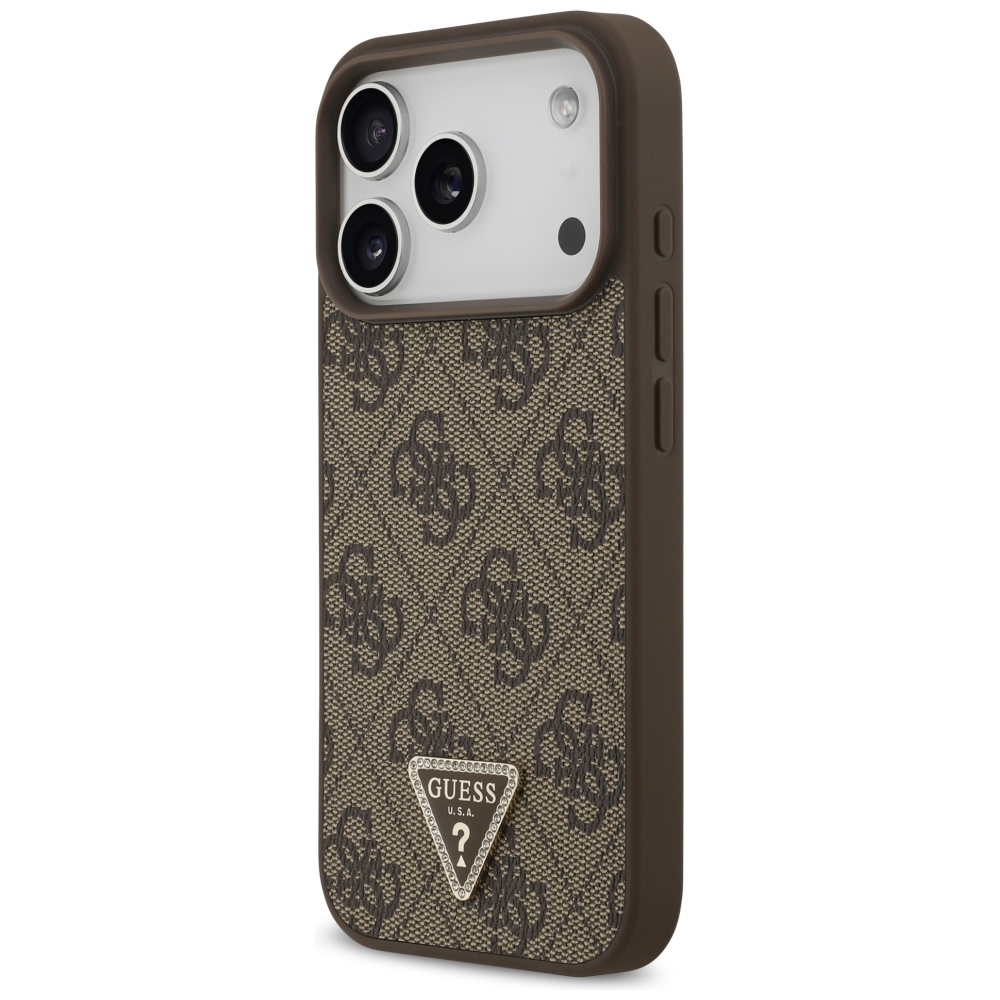 Guess-Leather-4G-Triangle-Strass-telefontok-barna-iPhone-17-Pro-1