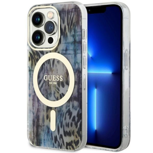 Guess Leopard MagSafe telefontok kék - iPhone 14 Pro