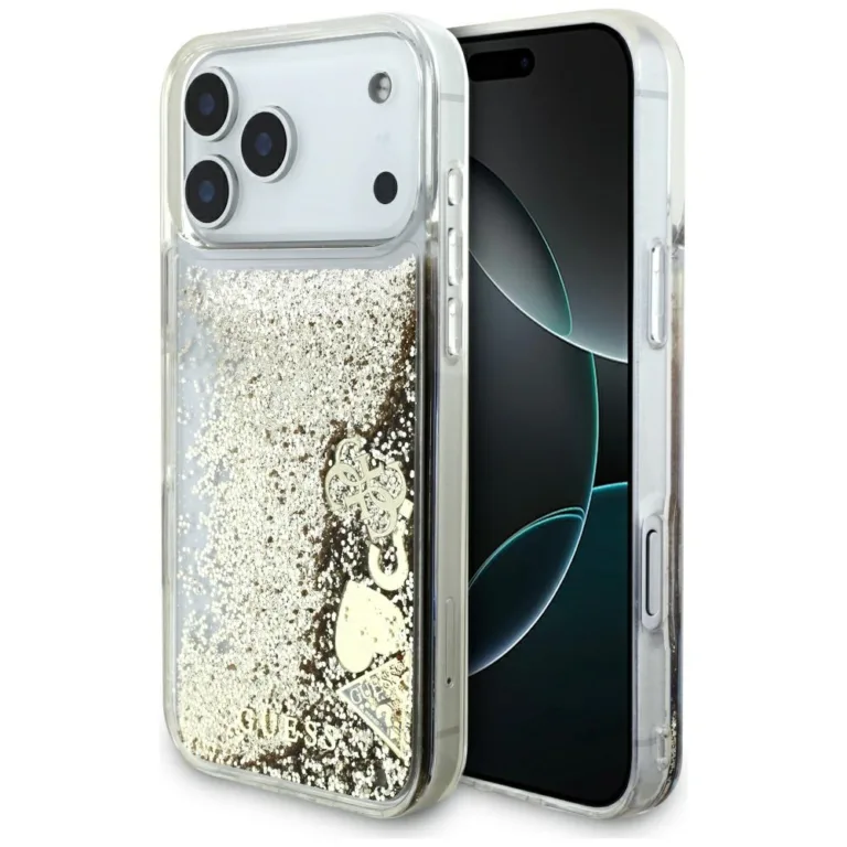 Guess Liq. Glitter 4 Charms telefontok arany - iPhone 17 Pro Max