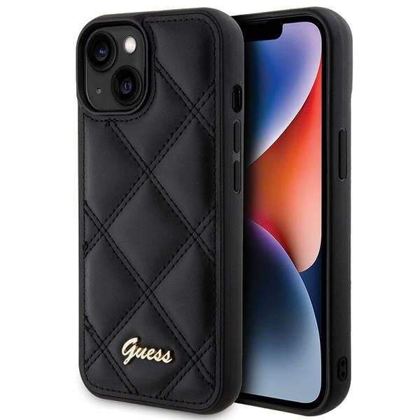 Guess Quilted Metal Logo telefontok fekete - iPhone 15