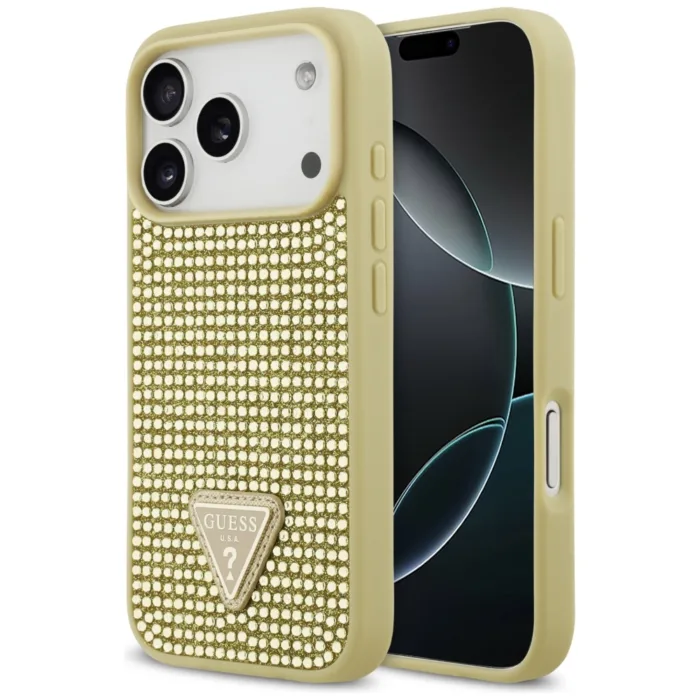 Guess Rhinestone Triangle telefontok arany - iPhone 17 Pro