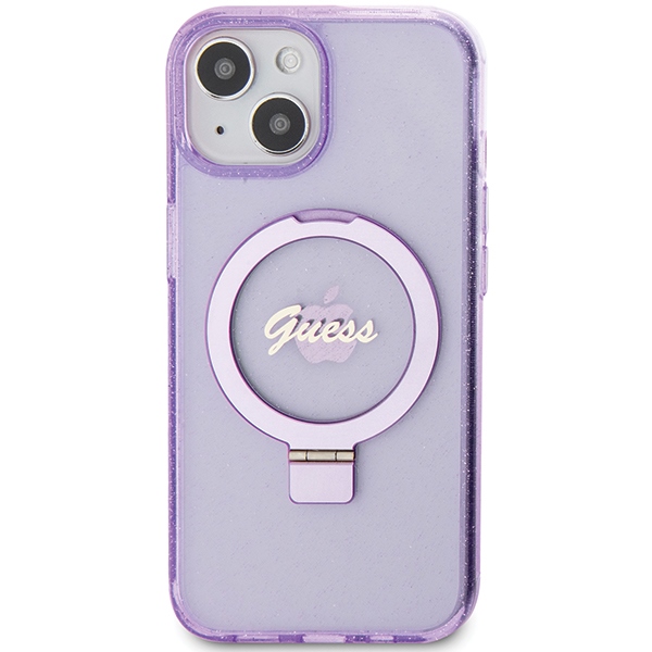 Guess-Ring-Stand-Script-Glitter-MagSafe-telefontok-viola-iPhone-15-Plus-iPhone-14-Plus-2