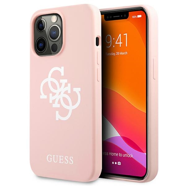 Guess Silicone 4G Logo telefontok rózsaszín - iPhone 13 Pro Max