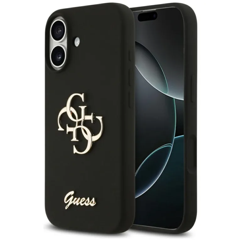 Guess Silicone Big 4G Script tok iPhone 17 – fekete