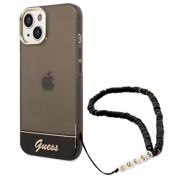Guess Translucent Pearl Strap telefontok fekete - iPhone 14 Plus
