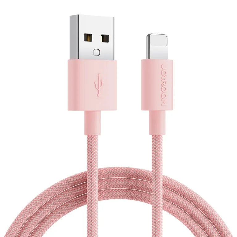 Joyroom Colorful adatkábel USB-A / Lightning 2.4A 2 m – rózsaszín