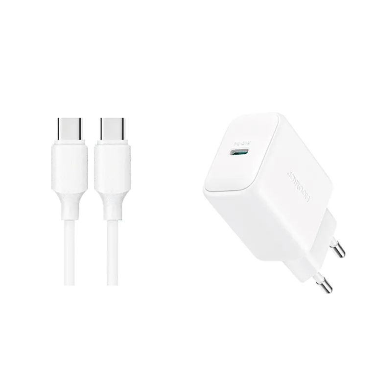 Joyroom JR USB-C PD 20W hálózati töltő + 1 m USB-C / USB-C kábel – fehér