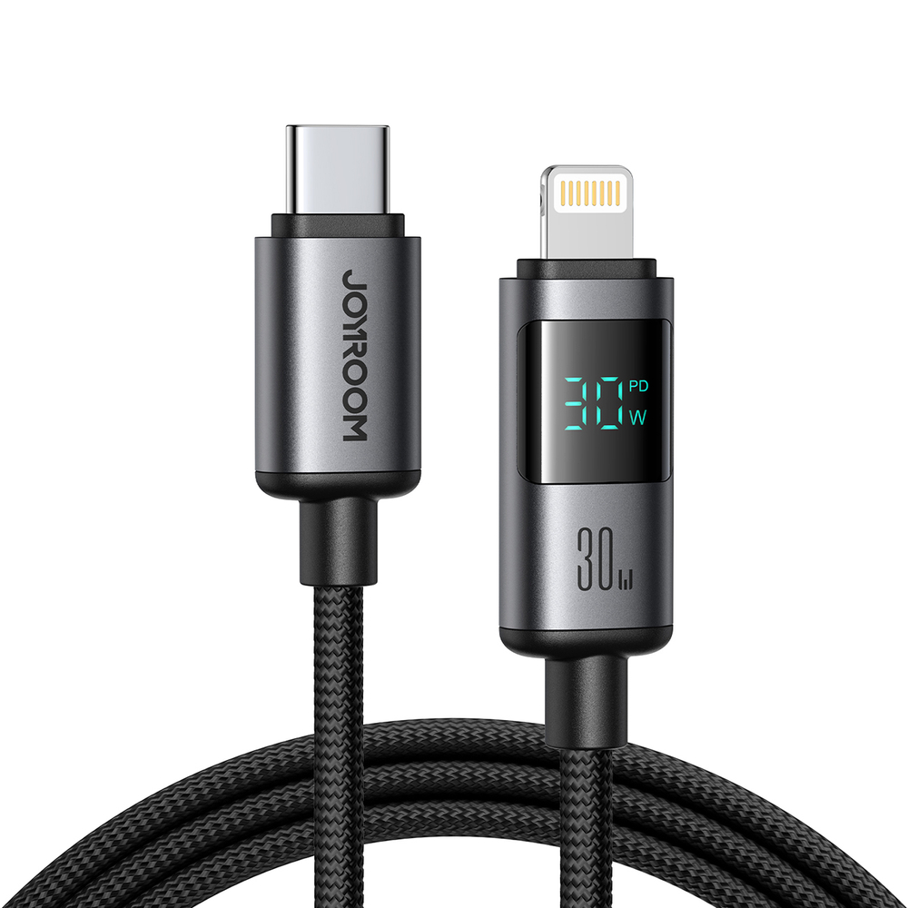 Joyroom S-A16 Pro Prism Series USB-C / Lightning kábel 30W kijelzős 1.2 m – fekete Joyroom S-A16 Pro Prism Series USB-C / Lightning kábel 30W kijelzős 1.2 m – fekete