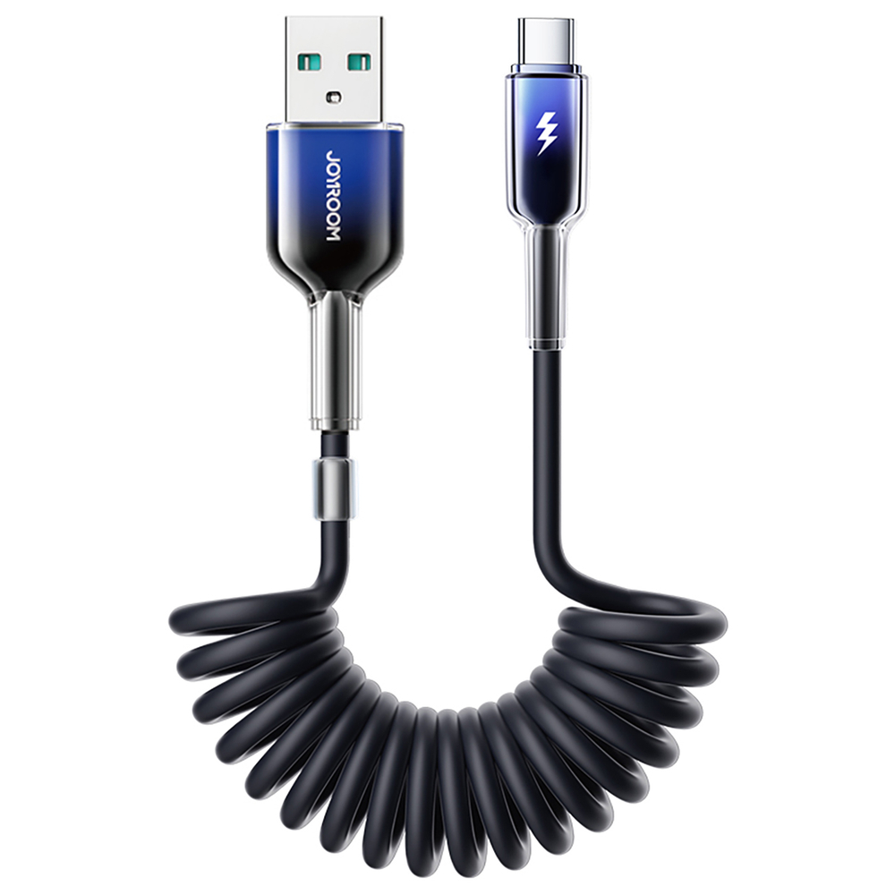 Joyroom S-A43 Crystal-Clear Series USB-A / USB-C spirálkábel 3A 1.5 m – fekete Joyroom S-A43 Crystal-Clear Series USB-A / USB-C spirálkábel 3A 1.5 m – fekete