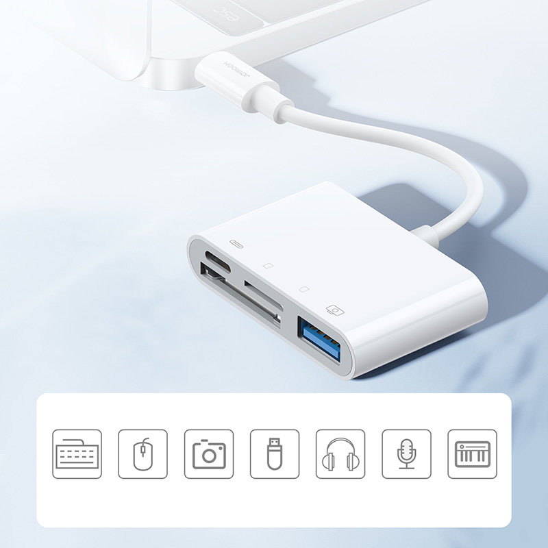 Joyroom-S-H142-Lightning-OTG-HUB-–-USB-A-3.2-Lightning-SD-TF-kartyaolvaso-–-feher-2