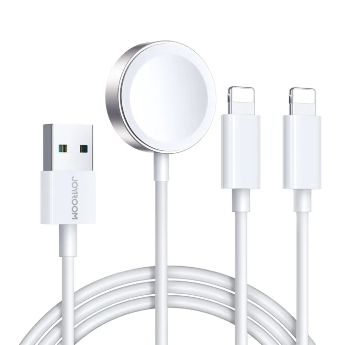 Joyroom S – 3 az 1-ben USB-A mágneses töltőkábel Lightning csatlakozóval 1.2 m – fehér