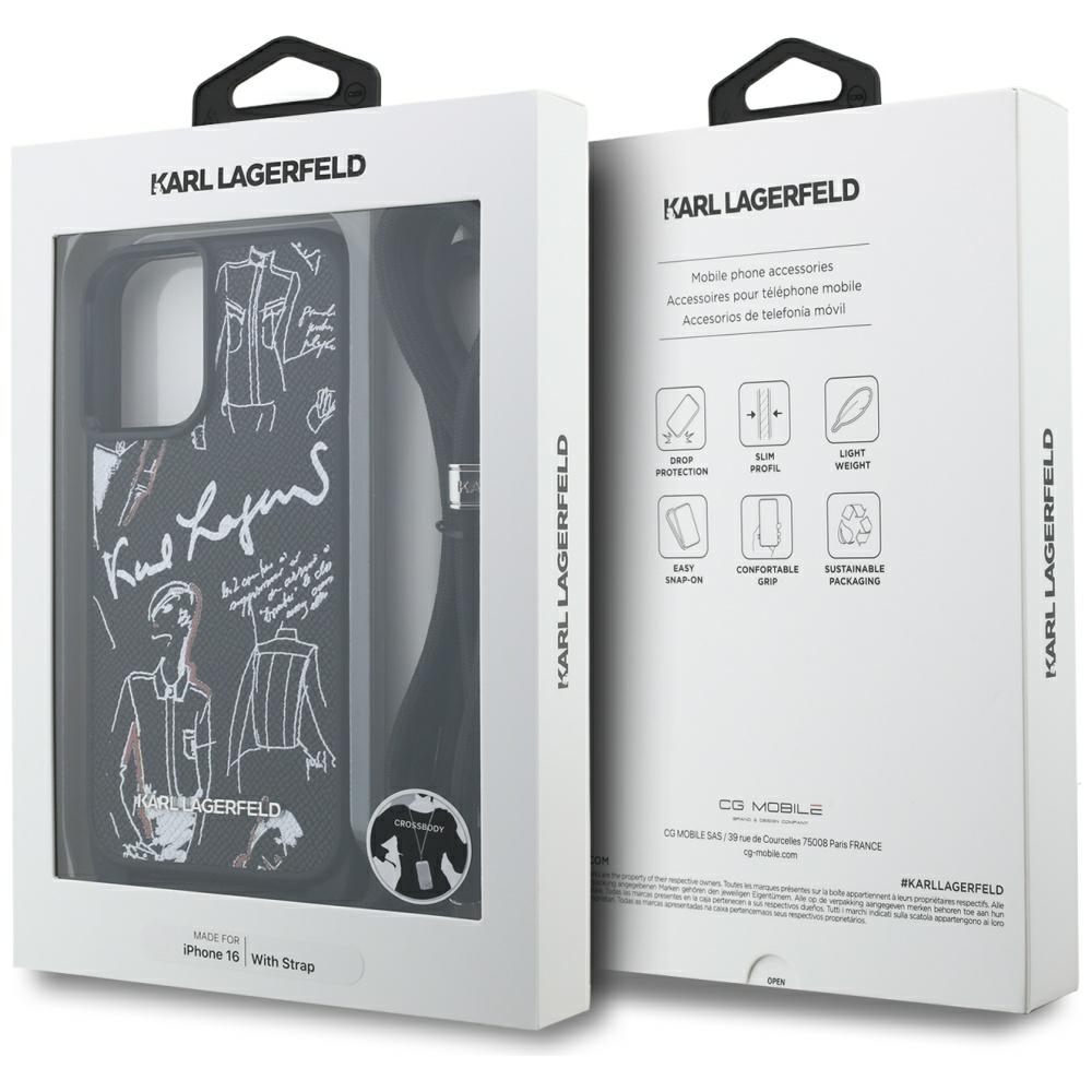 Karl-Lagerfeld-Crossbody-Grained-Pattern-Logo-telefontok-fekete-iPhone-16-6