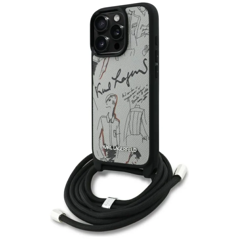 Karl Lagerfeld Crossbody Grained Pattern & Logo telefontok szürke - iPhone 16 Pro Max