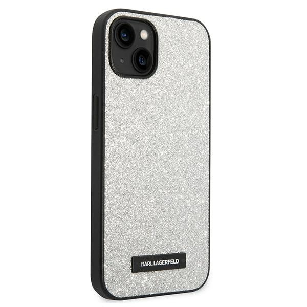 Karl-Lagerfeld-Glitter-Plaque-Logo-telefontok-ezust-iPhone-14-Plus-3