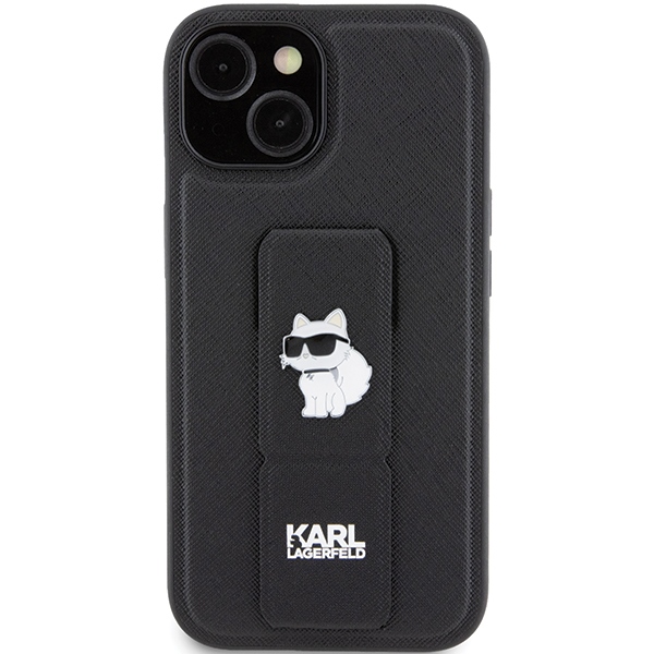Karl-Lagerfeld-Gripstand-Saffiano-Choupette-Pins-telefontok-fekete-iPhone-15-Plus-iPhone-14-Plus-2