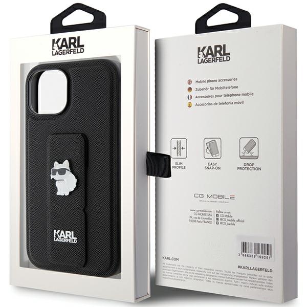 Karl-Lagerfeld-Gripstand-Saffiano-Choupette-Pins-telefontok-fekete-iPhone-15-Plus-iPhone-14-Plus-7