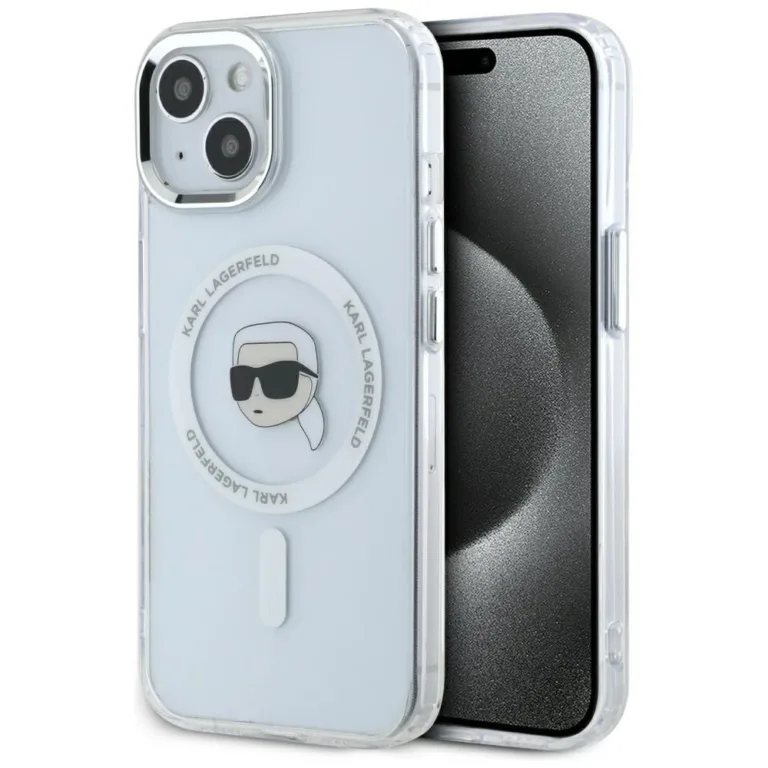 Karl Lagerfeld IML Metal Karl Head MagSafe telefontok fehér - iPhone 15 Plus