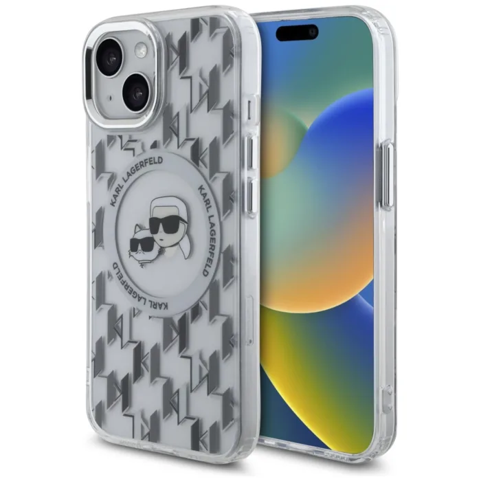 Karl Lagerfeld IML Monogram Karl & Choupette Head MagSafe telefontok átlátszó - iPhone 15