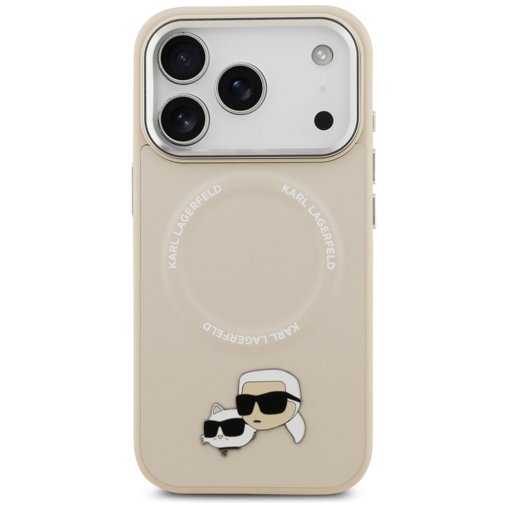 Karl-Lagerfeld-Karl-Choupette-Pins-MagSafe-telefontok-bezs-iPhone-17-Pro-Max-2