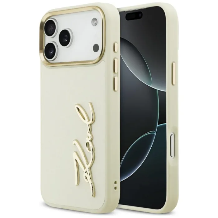 Karl Lagerfeld Karl Script Logo tok iPhone 17 Pro Max – bézs