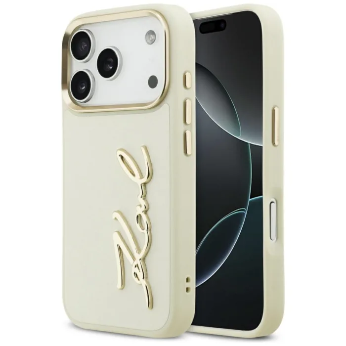 Karl Lagerfeld Karl Script Logo tok iPhone 17 Pro – bézs