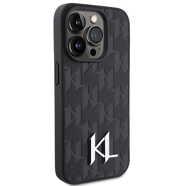 Karl-Lagerfeld-Leather-Monogram-Hot-Stamp-Metal-Logo-telefontok-fekete-iPhone-15-Pro-3