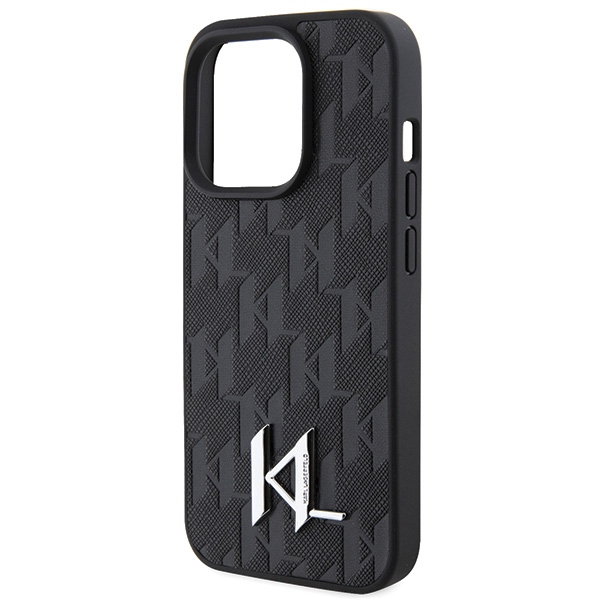 Karl-Lagerfeld-Leather-Monogram-Hot-Stamp-Metal-Logo-telefontok-fekete-iPhone-15-Pro-5