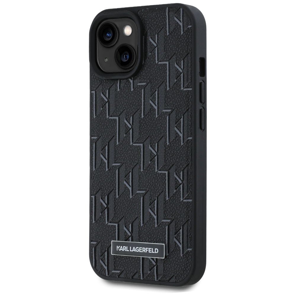 Karl-Lagerfeld-Leather-Monogram-Metal-Logo-telefontok-fekete-iPhone-15-iPhone-14-iPhone-13-1