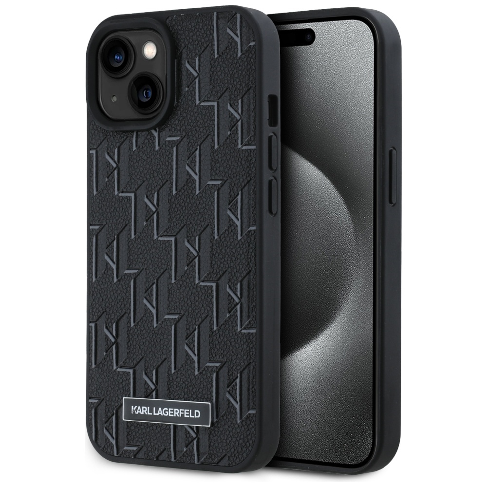 Karl Lagerfeld Leather Monogram Metal Logo telefontok fekete - iPhone 15 | iPhone 14 | iPhone 13 Karl Lagerfeld Leather Monogram Metal Logo telefontok fekete - iPhone 15 | iPhone 14 | iPhone 13