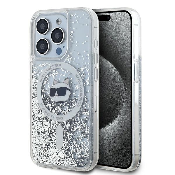 Karl Lagerfeld Liquid Glitter Choupette Head MagSafe telefontok átlátszó - iPhone 14 Pro Max