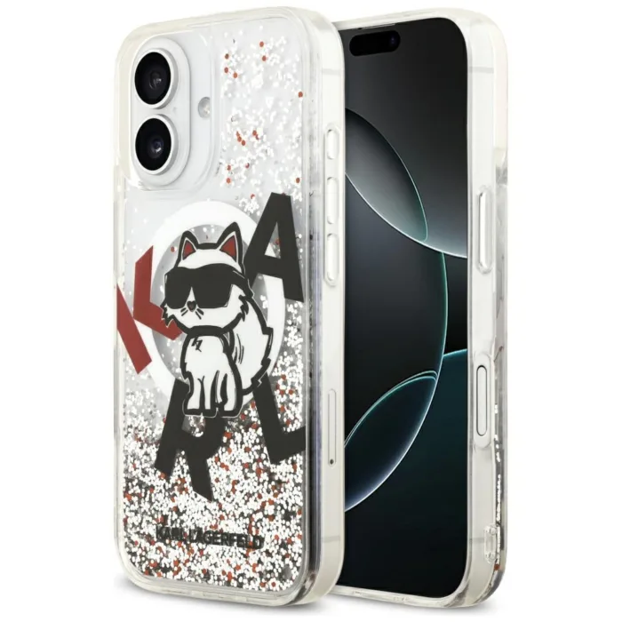 Karl Lagerfeld Liquid Glitter Choupette MagSafe telefontok átlátszó - iPhone 17