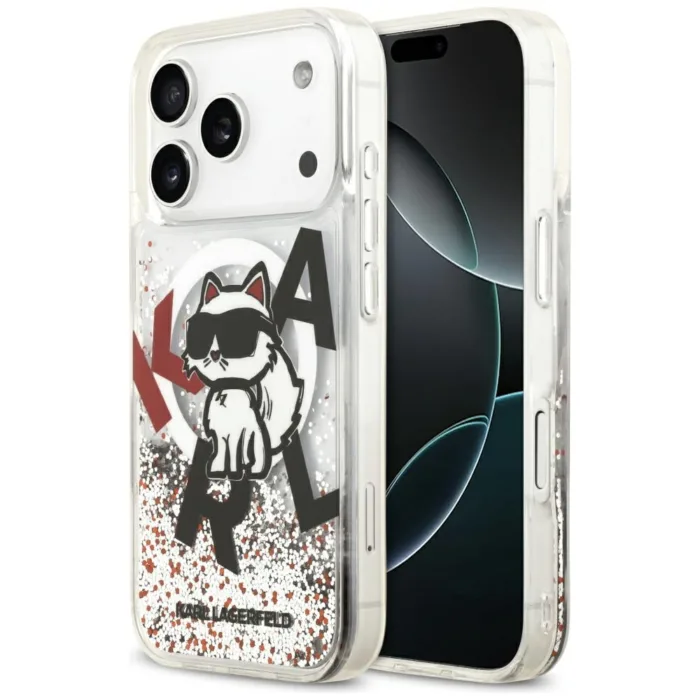 Karl Lagerfeld Liquid Glitter Choupette MagSafe telefontok átlátszó - iPhone 17 Pro