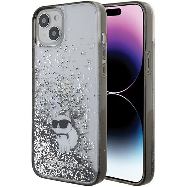 Karl Lagerfeld Liquid Glitter Choupette telefontok átlátszó - iPhone 15 Plus
