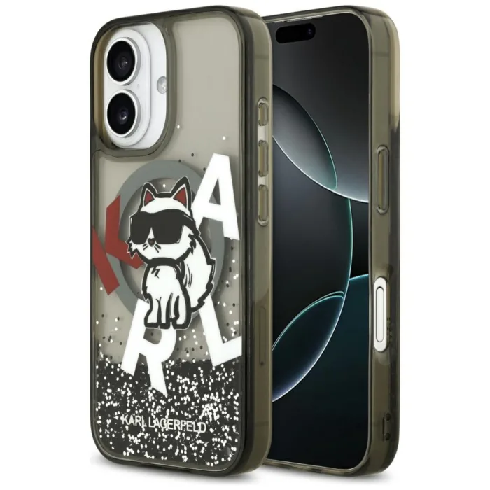Karl Lagerfeld Liquid Glitter Choupette telefontok fekete - iPhone 17