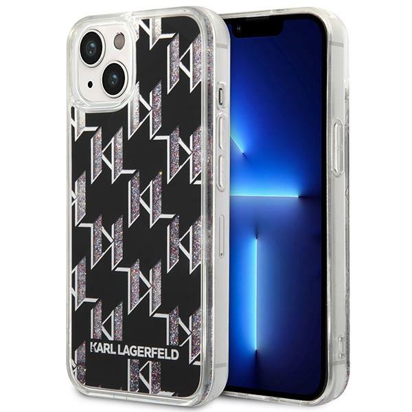Karl Lagerfeld Liquid Glitter Monogram telefontok fekete - iPhone 14 Plus