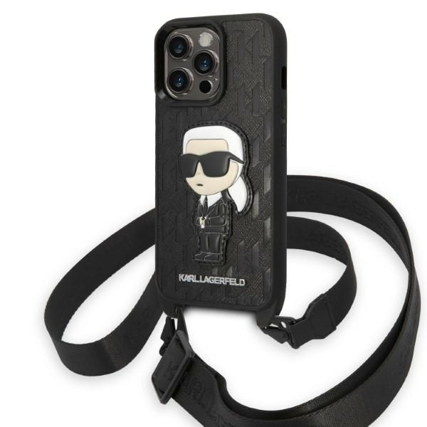 Karl Lagerfeld Monogram Ikonik Patch telefontok fekete - iPhone 14 Pro
