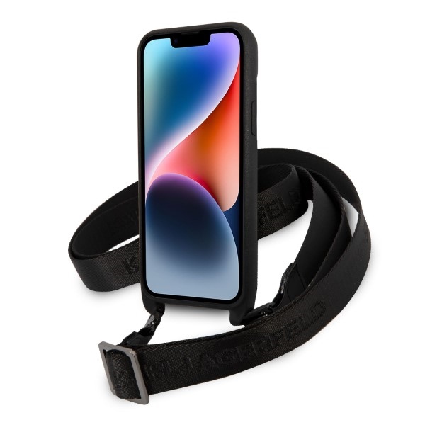 Karl-Lagerfeld-Monogram-Plaque-Logo-Strap-telefontok-fekete-iPhone-14-Plus-3