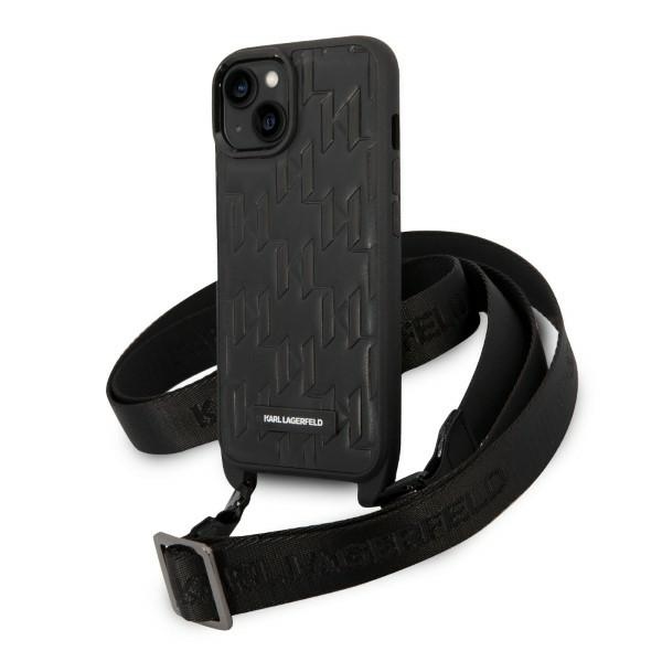Karl Lagerfeld Monogram Plaque Logo Strap telefontok fekete - iPhone 14