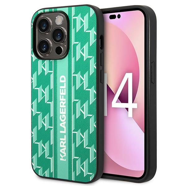 Karl Lagerfeld Monogram Stripe telefontok zöld - iPhone 14 Pro