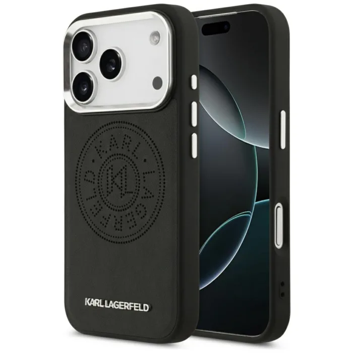 Karl Lagerfeld Point & Metal Logo MagSafe telefontok fekete - iPhone 17 Pro Max