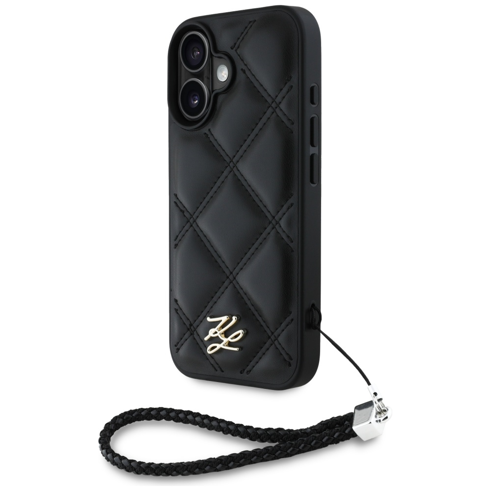 Karl Lagerfeld Quilted Initial Logo & Chain Strap telefontok fekete - iPhone 16 Karl Lagerfeld Quilted Initial Logo & Chain Strap telefontok fekete - iPhone 16