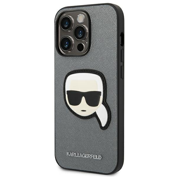 Karl-Lagerfeld-Saffiano-Karls-Head-Patch-telefontok-ezust-iPhone-14-Pro-Max-1