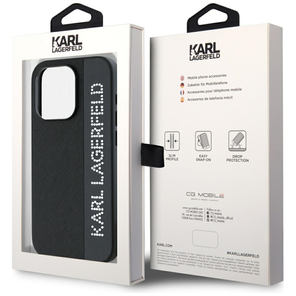 Karl-Lagerfeld-Saffiano-Rhinestones-Charm-telefontok-fekete-iPhone-15-Pro-7