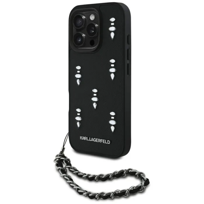 Karl Lagerfeld Saffiano telefontok fekete - iPhone 16 Pro