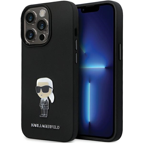 Karl Lagerfeld Silicone Ikonik Metal Pin telefontok fekete - iPhone 14 Pro