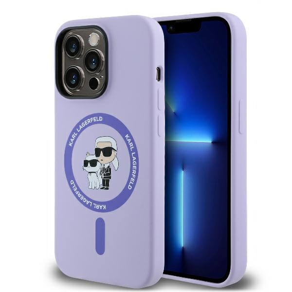 Karl Lagerfeld Silicone Karl&Choupette Heads telefontok viola - iPhone 14 Pro Max