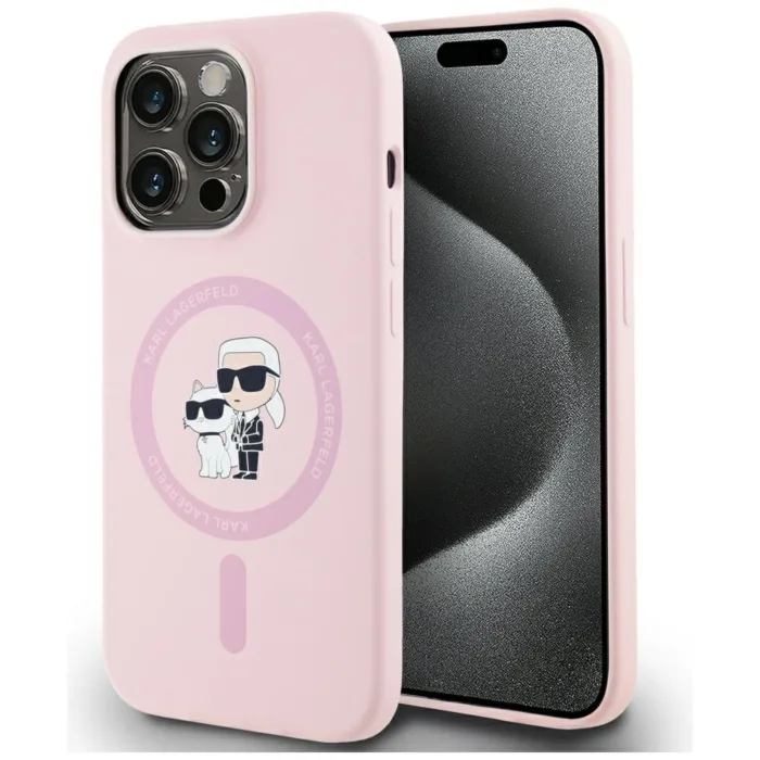Karl Lagerfeld Silicone Karl&Choupette MagSafe telefontok rózsaszín - iPhone 14 Pro