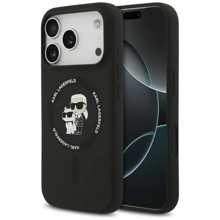 Karl Lagerfeld Silicone Karl&Choupette Ring MagSafe telefontok fekete - iPhone 17 Pro